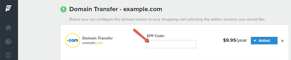 Input EPP Code FastComet